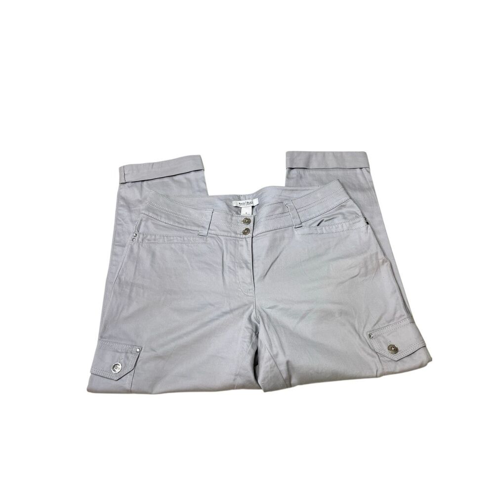 White House Black Market Women's Crop Leg Cotton Blend Cargo Pants Gray Size 6 - Picture 2 of 5